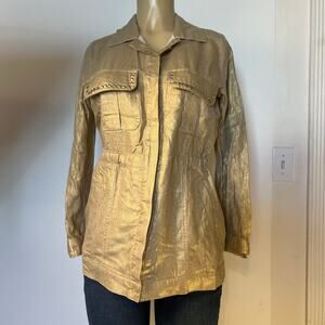 Boston Proper, Metallic Brushed Utililty Style Jacket drawstring waist Size XS